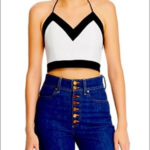 Alice and olivia black and white cropped halter